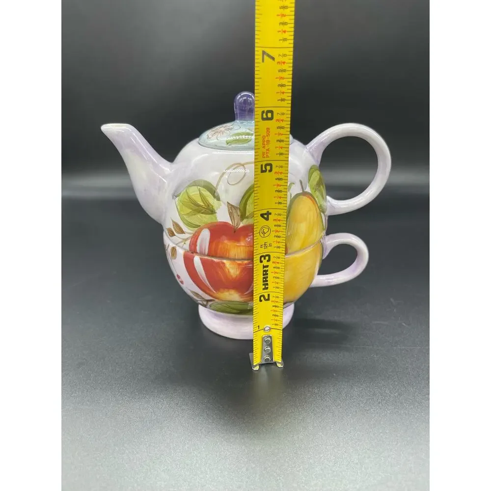 Gibson Elite Teapot with Cup with Fruit Design